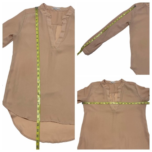 CHARLOTTE Russe Peach Split Neck Blouse Size Large - Picture 11 of 12